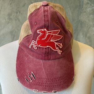 Mobil Trucker Hat w/Pegasus Logo Grunge Collectible Unisex